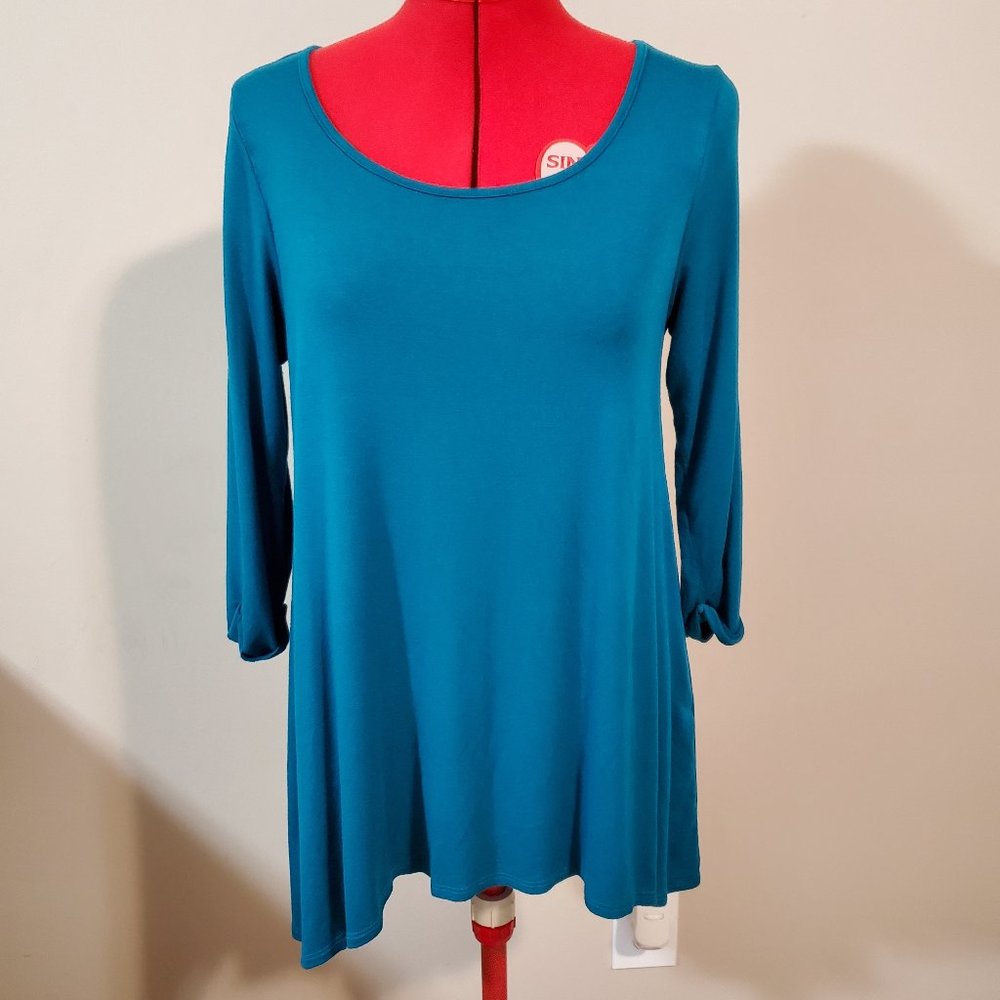 “Corner Clothing” Teal Green High-Low Tunic – M
